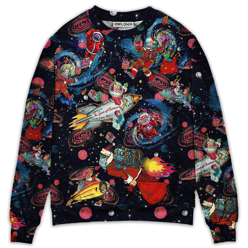 Sweater / S Chrismas Santa In The Space - Sweater - Ugly Christmas Sweaters - Owls Matrix LTD