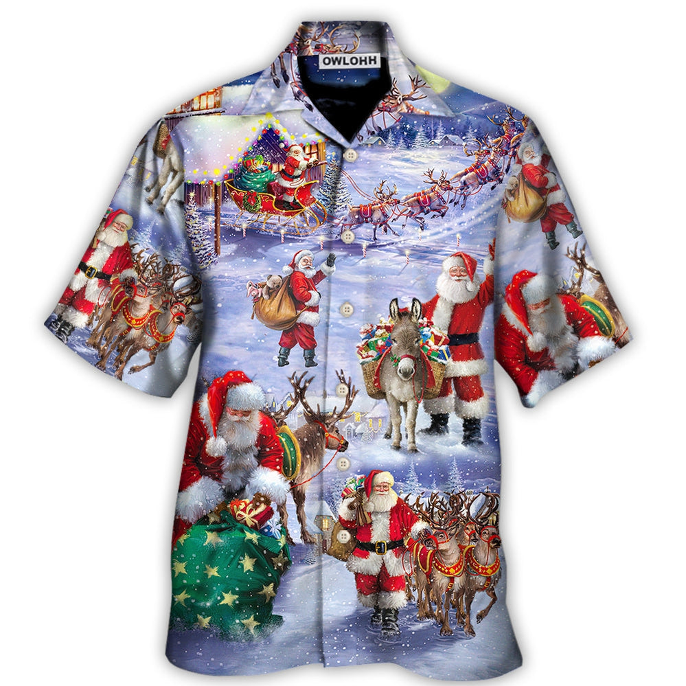 Hawaiian Shirt / Adults / S Christmas Santa Claus Story Night Gift For Xmas Painting Style - Hawaiian Shirt - Owls Matrix LTD