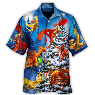 Hawaiian Shirt / Adults / S Christmas Dragon Family In Love Light Art Style - Hawaiian Shirt - Owls Matrix LTD