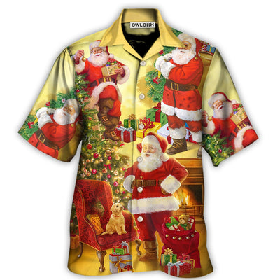 Hawaiian Shirt / Adults / S Christmas Santa Claus Story Happy Xmas Art Style TYPE - Hawaiian Shirt - Owls Matrix LTD
