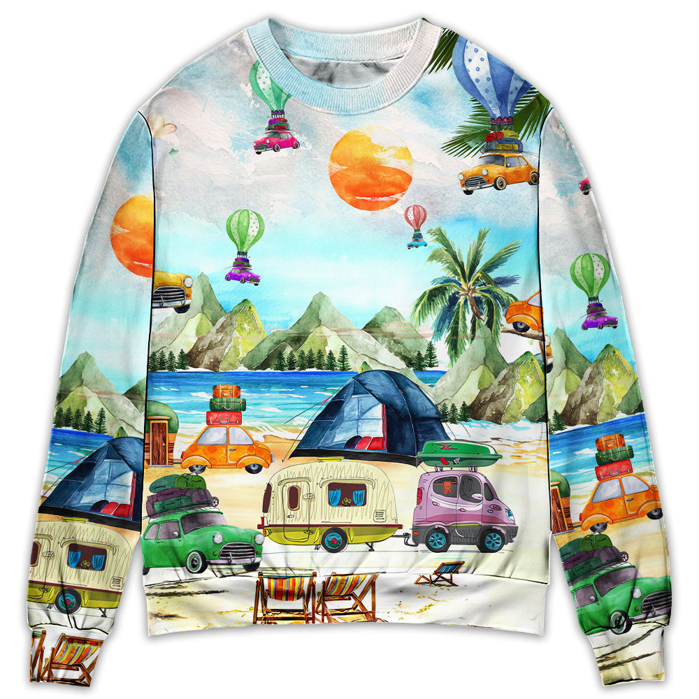 Camping Get High With - Sweater - Ugly Christmas Sweaters - Owls Matrix LTD