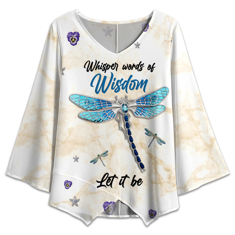 S Dragonfly Jewelry Style Let It Be - V-neck T-shirt - Owls Matrix LTD