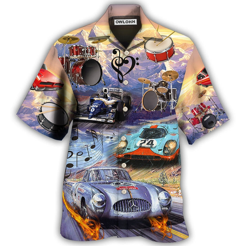 Hawaiian Shirt / Adults / S Racing And Drum Lover Music And Car - Hawaiian Shirt - Owls Matrix LTD