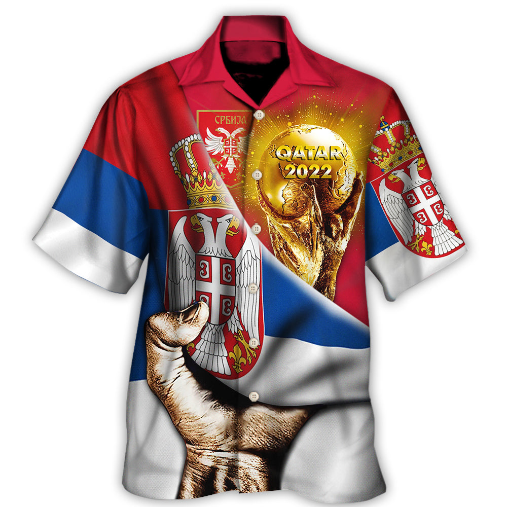 Hawaiian Shirt / Adults / S World Cup Qatar 2022 Serbia Will Be The Champion Flag Vintage - Hawaiian Shirt - Owls Matrix LTD