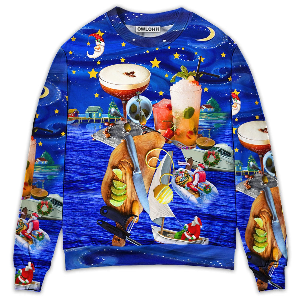 Sweater / S Cocktail Christmas Merry Christmas - Sweater - Ugly Christmas Sweaters - Owls Matrix LTD