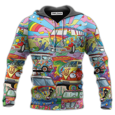 Hippie Van Colorful Art Peace - Hoodie - Owls Matrix LTD
