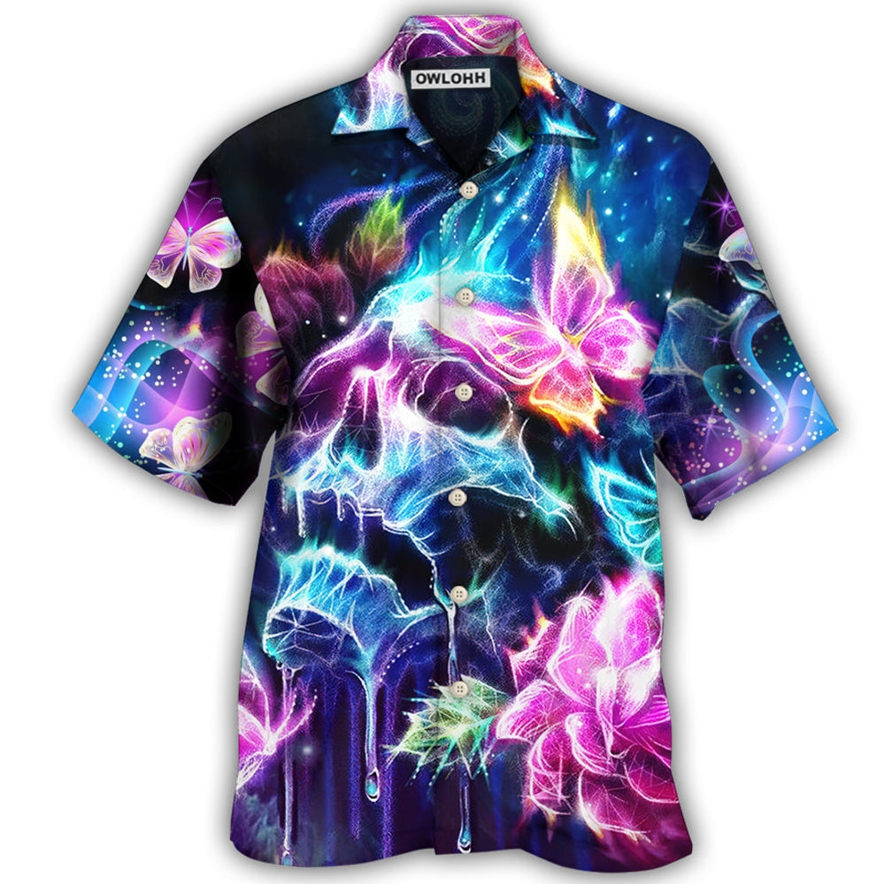 Hawaiian Shirt / Adults / S Skull Butterfly Flower Dream Lighting - Hawaiian Shirt - Owls Matrix LTD