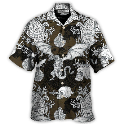 Hawaiian Shirt / Adults / S Dragon Flying With Skull Gothic Style - Hawaiian Shirt - Owls Matrix LTD