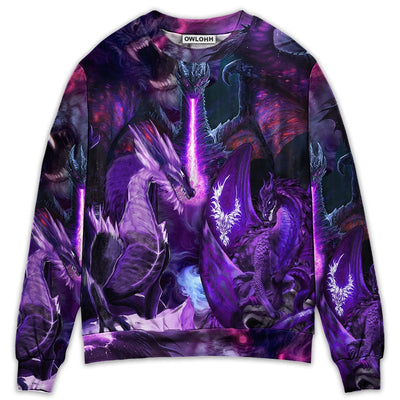 Dragon Dark Purple Lightning Art Style - Sweater - Ugly Christmas Sweaters - Owls Matrix LTD