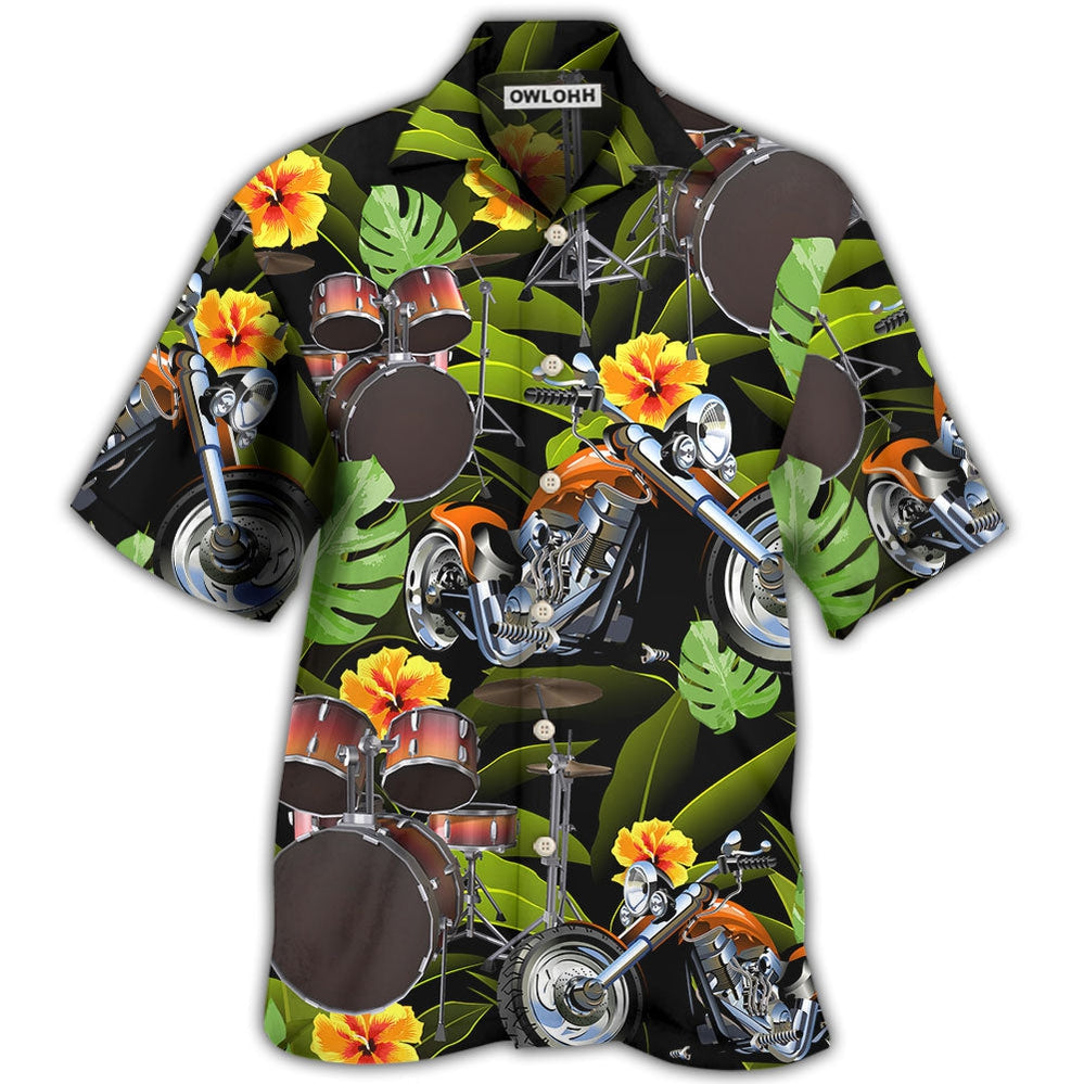 Hawaiian Shirt / Adults / S Drum Motorcycles I Like Motorcycles And Drums - Hawaiian Shirt - Owls Matrix LTD