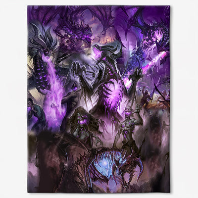 50" x 60" Skull Dragon Love Life Purple - Flannel Blanket - Owls Matrix LTD