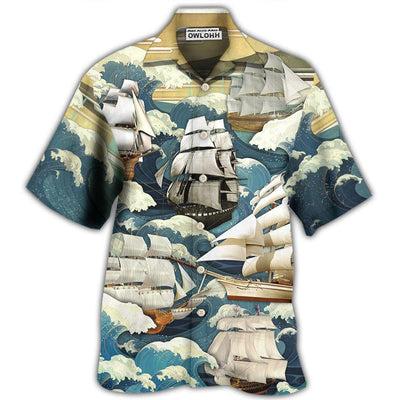 Hawaiian Shirt / Adults / S Sailing Wave Art Vintage - Hawaiian Shirt - Owls Matrix LTD