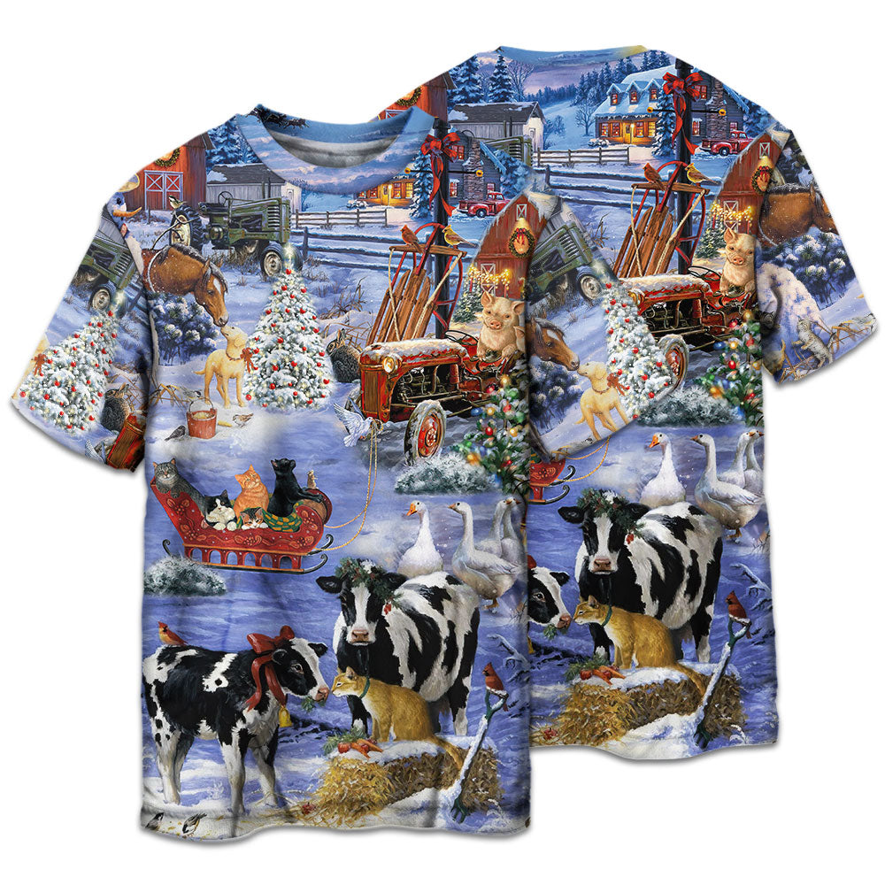 T-shirt / S Christmas Love Farm Xmas - Pajamas Short Sleeve - Owls Matrix LTD