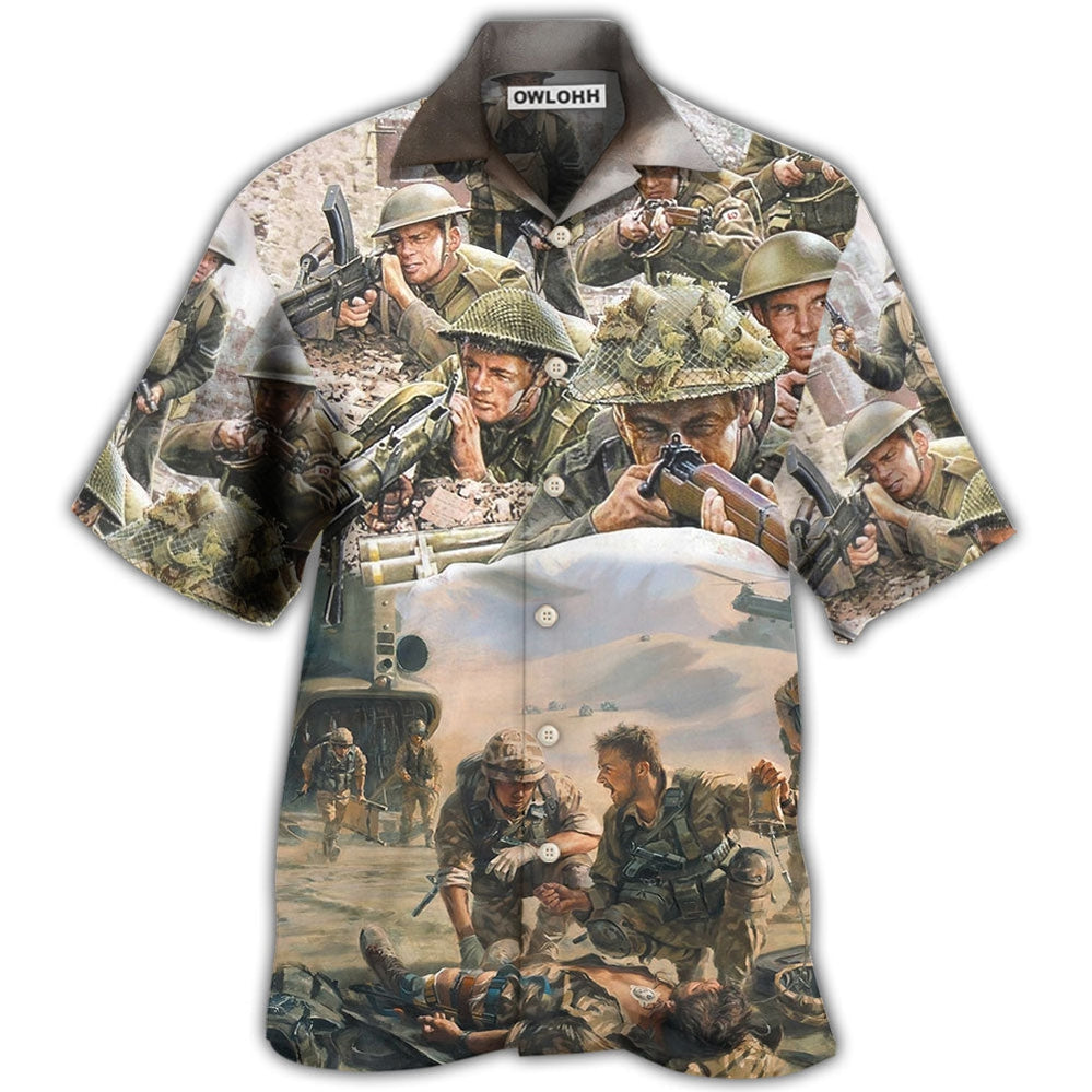 Hawaiian Shirt / Adults / S Veteran War Painting Fighting Together - Hawaiian Shirt - Owls Matrix LTD