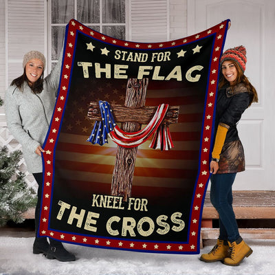 God Stand For The Flag Independence Day Christian - Flannel Blanket - Owls Matrix LTD