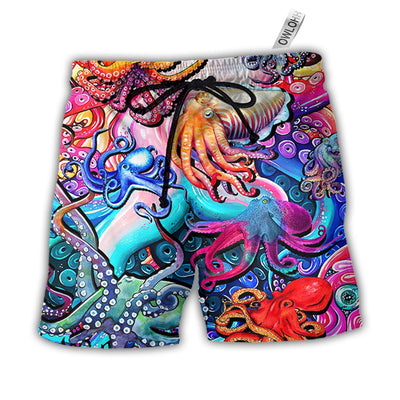 Beach Short / Adults / S Octopus Colorful Lover Art Style - Beach Short - Owls Matrix LTD
