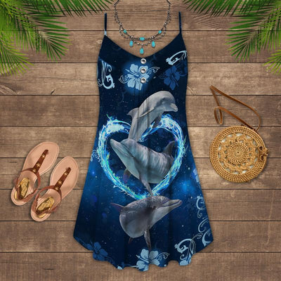 Dolphin Loves Summer Blue Style - Summer Dress - Owls Matrix LTD
