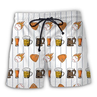 Beach Short / Adults / S Beer I Like Beer And Baseball And Maybe 3 People - Beach Short - Owls Matrix LTD
