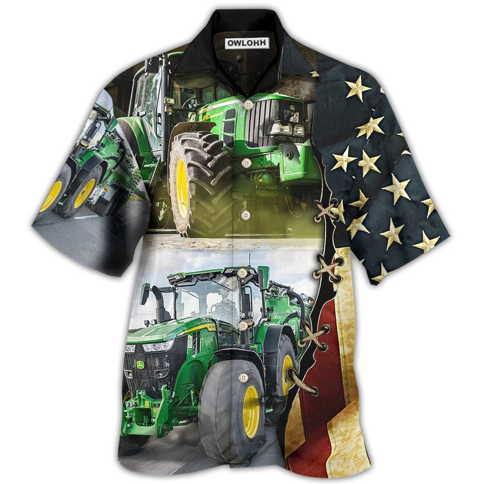 Hawaiian Shirt / Adults / S Tractor Independence Day Green Tractor US Flag - Hawaiian Shirt - Owls Matrix LTD