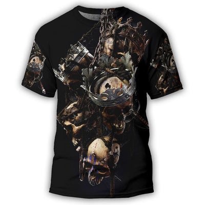 S Skull Only In Their Death Can A King Live Forever - Round Neck T-shirt - Owls Matrix LTD