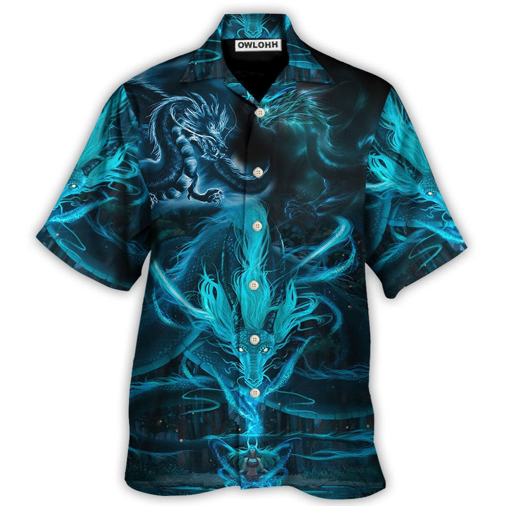Hawaiian Shirt / Adults / S Dragon Blue Lighting And The Witch - Hawaiian Shirt - Owls Matrix LTD