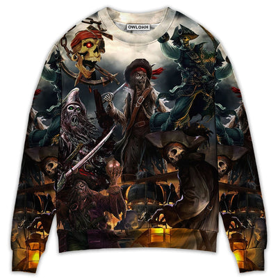 Sweater / S Skull Fantasy Ghost Caribbean Pirate - Sweater - Ugly Christmas Sweaters - Owls Matrix LTD