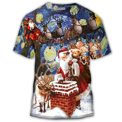 S Christmas Santa Coming For You - Round Neck T-shirt - Owls Matrix LTD