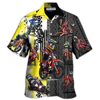 Hawaiian Shirt / Adults / S Motocross Racing Lover Motorcycle Art Style - Hawaiian Shirt - Owls Matrix LTD