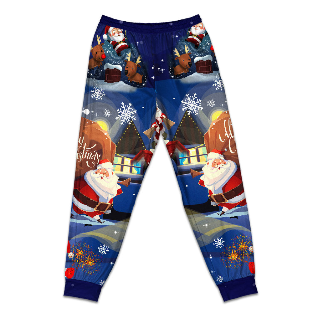 Pants / S Christmas Love Santa And Gifts - Pajamas Short Sleeve - Owls Matrix LTD