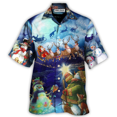 Hawaiian Shirt / Adults / S Christmas Rudolph Santa Claus Reindeer Snowman Light Art Style - Hawaiian Shirt - Owls Matrix LTD