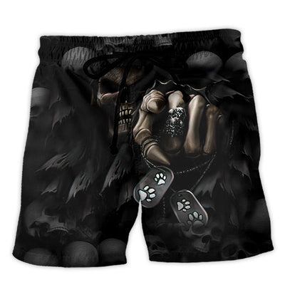 Beach Short / Adults / S Skull I Love Dogs More Than Humans - Beach Short - Owls Matrix LTD