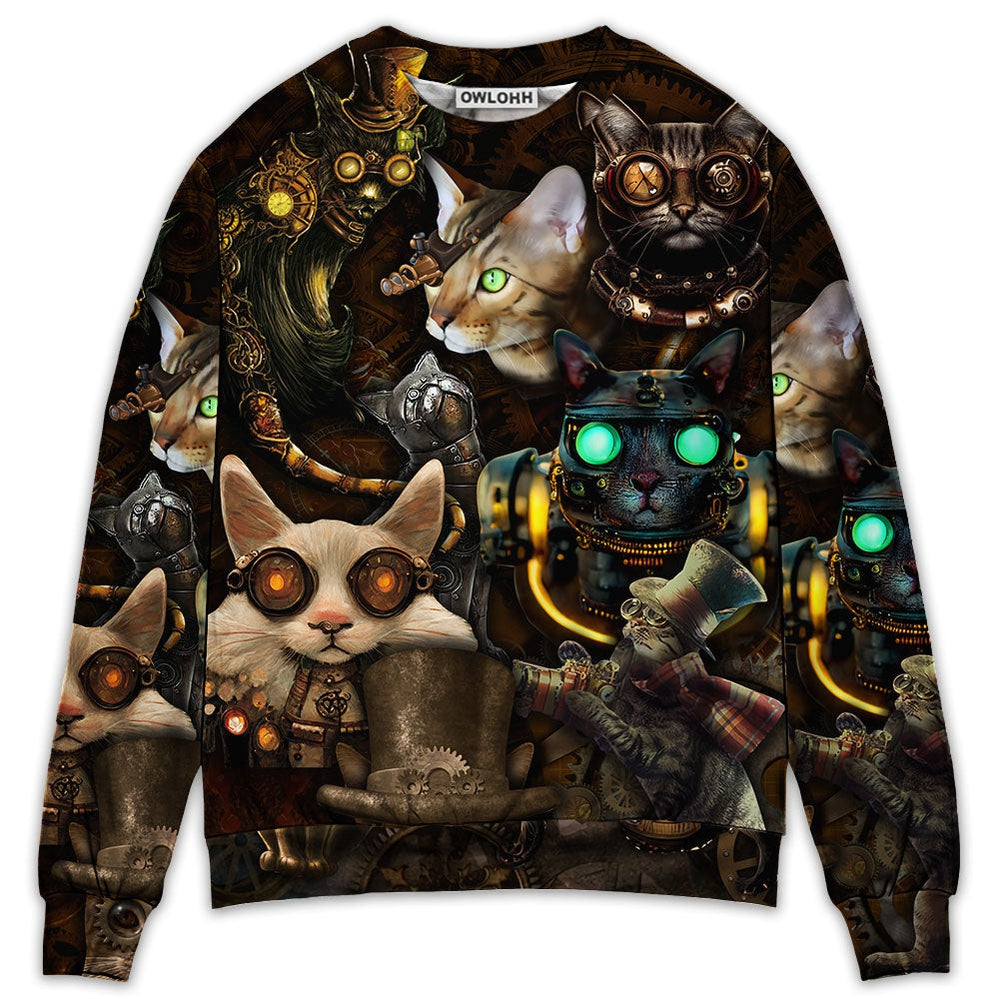 Cat Steampunk Art Steal Heart - Sweater - Ugly Christmas Sweaters - Owls Matrix LTD