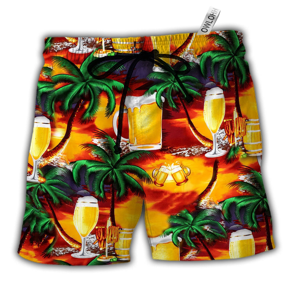 Beach Short / Adults / S Beer in Paradise Tropical - Beach Short - Owls Matrix LTD