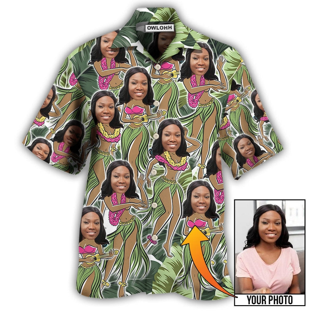 Hawaiian Shirt / Adults / S Black Woman Face Amazing Tropical Leaves Custom Photo - Hawaiian Shirt - Owls Matrix LTD
