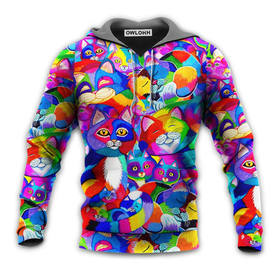 Unisex Hoodie / S Cat Colorfull Rainbow Style - Hoodie - Owls Matrix LTD