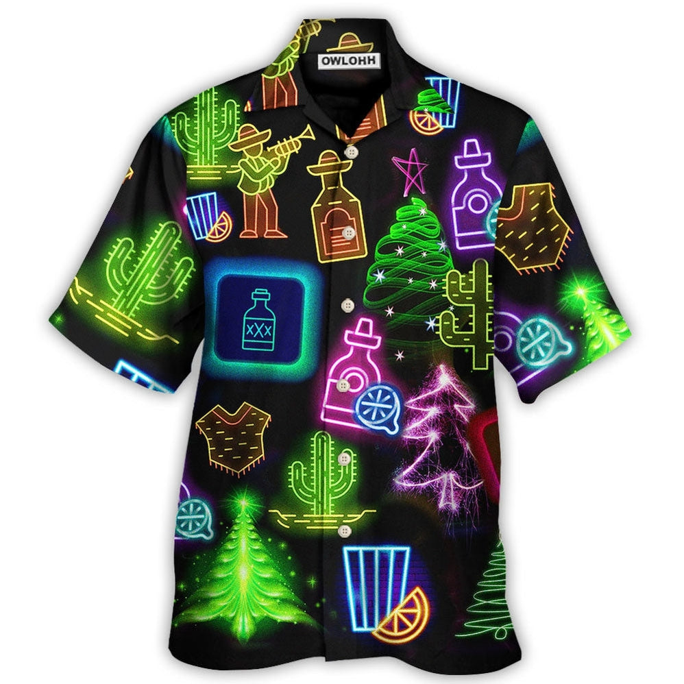 Hawaiian Shirt / Adults / S Wine Tequila Christmas Neon Art Drinking - Hawaiian Shirt - Owls Matrix LTD