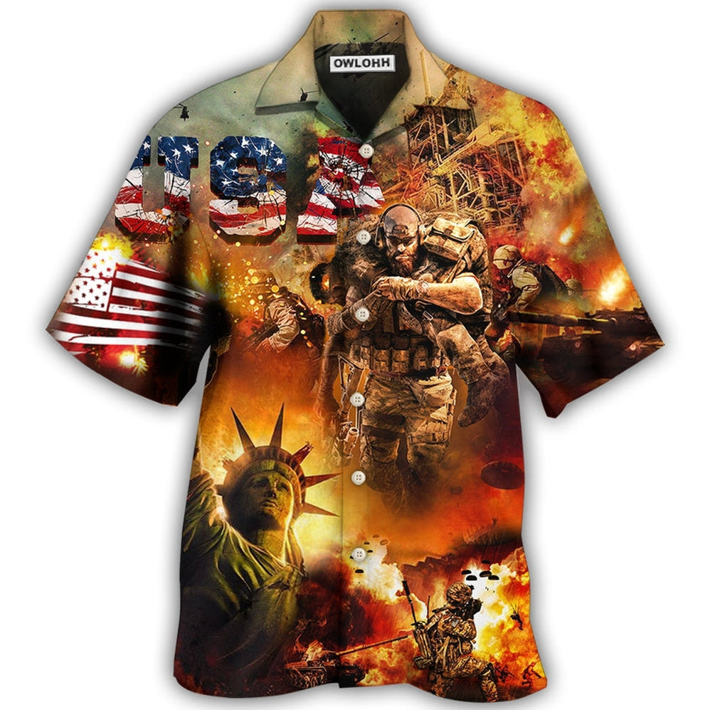 Hawaiian Shirt / Adults / S Veteran America Independence Day Veteran USA - Hawaiian Shirt - Owls Matrix LTD