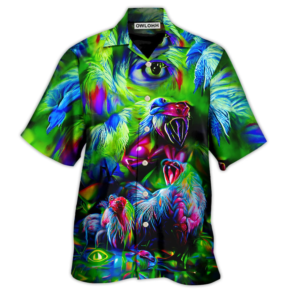 Hawaiian Shirt / Adults / S Chicken A Crowing Rooster Funny Neon - Hawaiian Shirt - Owls Matrix LTD