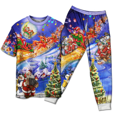 T-shirt + Pants / S Christmas Santa Love Christmas Everytime - Pajamas Short Sleeve - Owls Matrix LTD