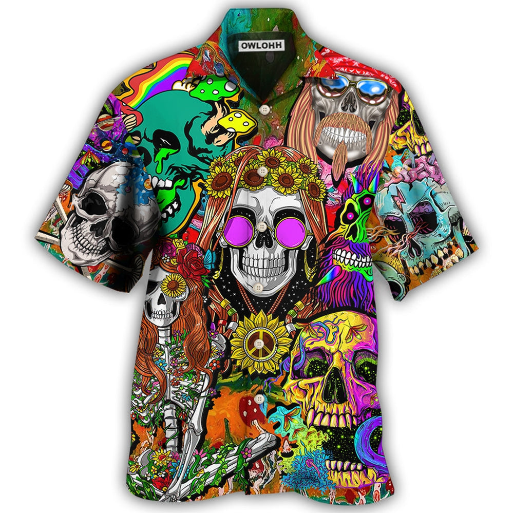 Hawaiian Shirt / Adults / S Hippie Skull Colorful Cool Style - Hawaiian Shirt - Owls Matrix LTD