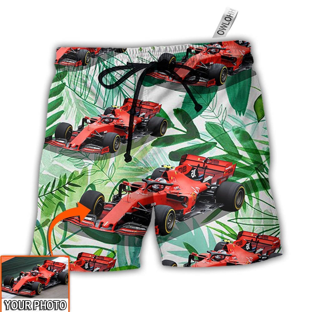 Beach Short / Adults / S Car Formula One Tropical Custom Photo - Beach Short - Owls Matrix LTD