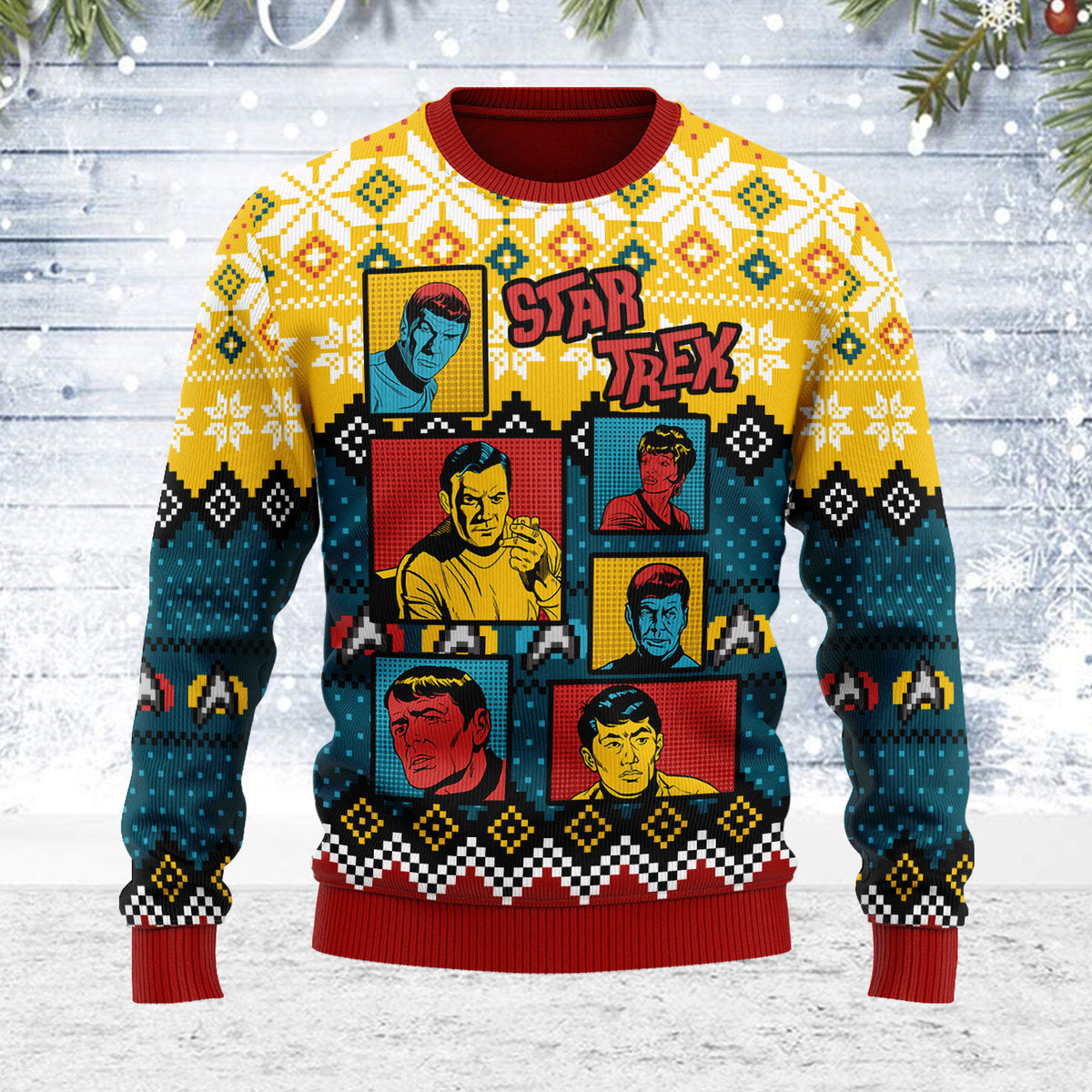 Star Trek The Original Series Retro Character Squares Christmas - Sweater - Ugly Christmas Sweater