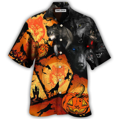 Hawaiian Shirt / Adults / S Halloween Wolf Pumpkin Scary - Hawaiian Shirt - Owls Matrix LTD