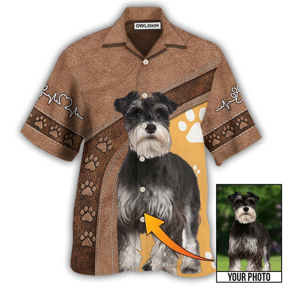 Schnauzer / Adults / S Dog Paw Brown Style Classic Custom Photo Personalized - Hawaiian Shirt - Owls Matrix LTD