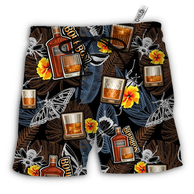 Beach Short / Adults / S Wine Bourbon Drinking Butterflies Tropical - Beach Short - Owls Matrix LTD