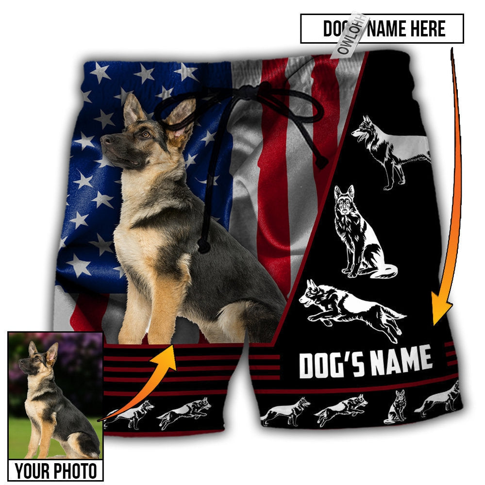 America Flag / Adults / S German Shepherd My Lovely Dog Custom Photo Personalized - Beach Short - Owls Matrix LTD