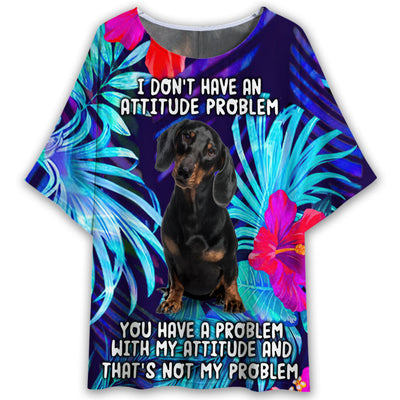 S Dachshund Baby Tropical Style - Women's T-shirt With Bat Sleeve - Owls Matrix LTD