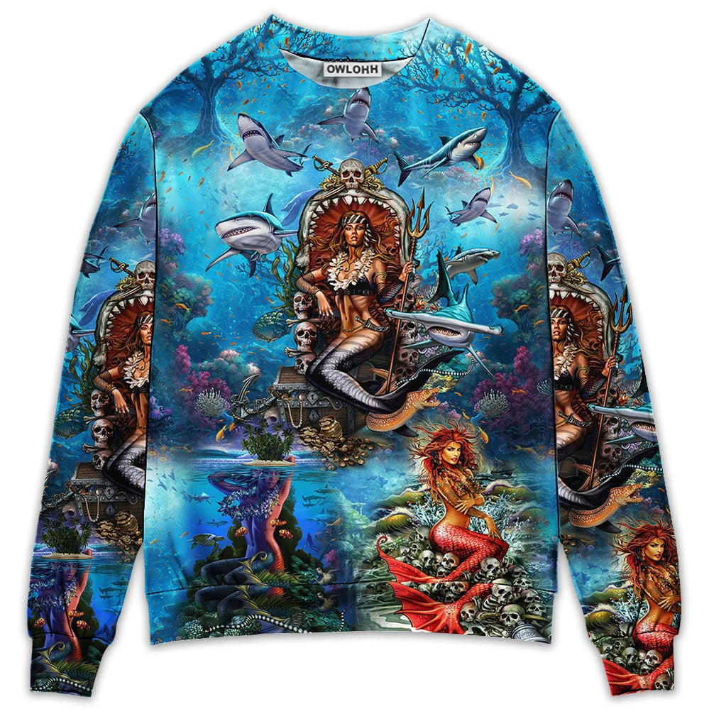 S Mermaid Beautiful And Skull - Sweater - Ugly Christmas Sweaters - Owls Matrix LTD
