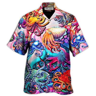 Hawaiian Shirt / Adults / S Octopus Colorful Lover Art Style - Hawaiian Shirt - Owls Matrix LTD