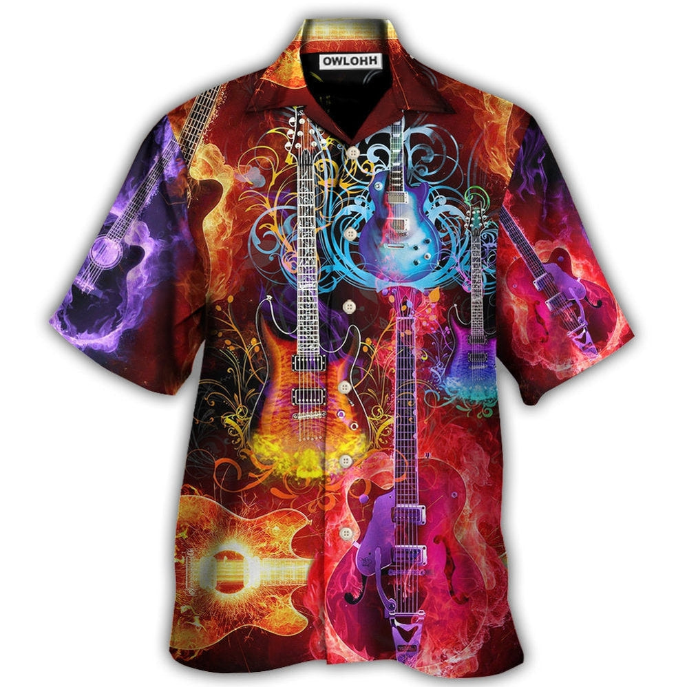 Hawaiian Shirt / Adults / S Guitar Lover Acoustic Beautiful Colorful - Hawaiian Shirt - Owls Matrix LTD